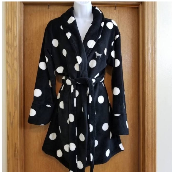 Pink Victoria Secret Robe black polka dots XS/S